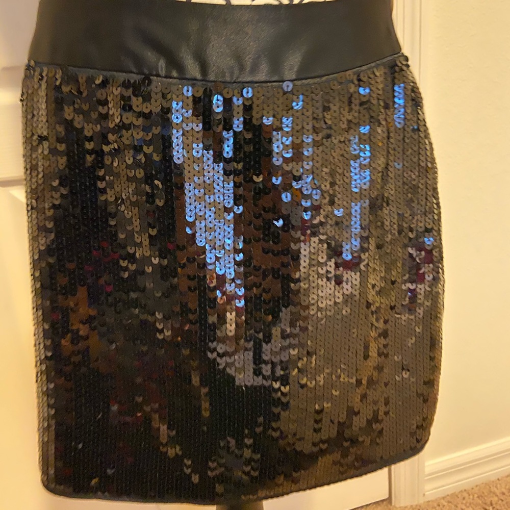 Express Black Sequin Mini Skirt